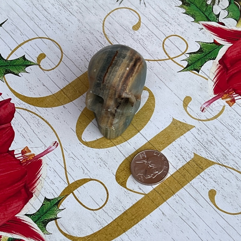 BLUE ONYX skull carving